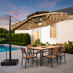 11 x 11 ft. Aluminum Double Top Cantilever Patio Umbrella with LED Lights and Base Options