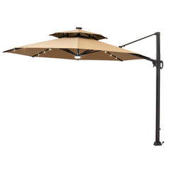 11 x 11 ft. Aluminum Double Top Cantilever Patio Umbrella with LED Lights and Base Options