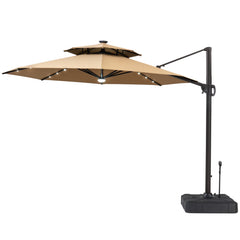 11 x 11 ft. Aluminum Double Top Cantilever Patio Umbrella with LED Lights and Base Options