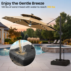 11 x 11 ft. Aluminum Double Top Cantilever Patio Umbrella with LED Lights and Base Options
