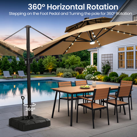 11 x 11 ft. Aluminum Double Top Cantilever Patio Umbrella with LED Lights and Base Options