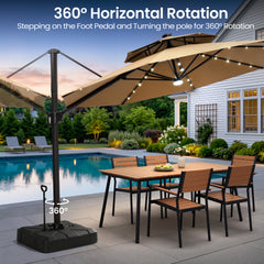 11 x 11 ft. Aluminum Double Top Cantilever Patio Umbrella with LED Lights and Base Options