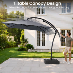 11x9ft Aluminum Cantilever Patio Umbrella (Base Options)