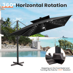 12 x 9 ft. Aluminum Double Top Cantilever Patio Umbrella with LED Lights and Base Options