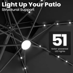 12 x 9 ft. Aluminum Double Top Cantilever Patio Umbrella with LED Lights and Base Options