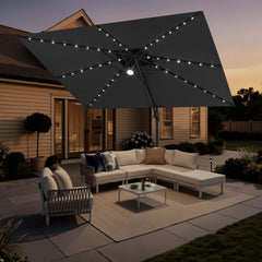 12 x 9 ft. Aluminum Double Top Cantilever Patio Umbrella with LED Lights and Base Options
