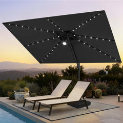 12 x 9 ft. Aluminum Double Top Cantilever Patio Umbrella with LED Lights and Base Options