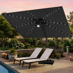 12 x 9 ft. Aluminum Double Top Cantilever Patio Umbrella with LED Lights and Base Options