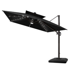 12 x 9 ft. Aluminum Double Top Cantilever Patio Umbrella with LED Lights and Base Options