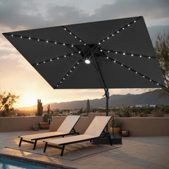 12 x 9 ft. Aluminum Double Top Cantilever Patio Umbrella with LED Lights and Base Options