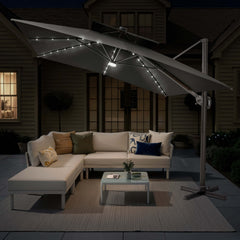 12 x 9 ft. Aluminum Double Top Cantilever Patio Umbrella with LED Lights and Base Options