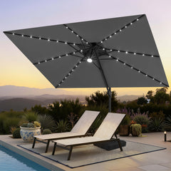 12 x 9 ft. Aluminum Double Top Cantilever Patio Umbrella with LED Lights and Base Options