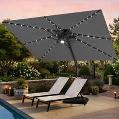 12 x 9 ft. Aluminum Double Top Cantilever Patio Umbrella with LED Lights and Base Options