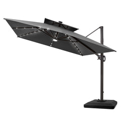 12 x 9 ft. Aluminum Double Top Cantilever Patio Umbrella with LED Lights and Base Options