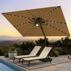 12 x 9 ft. Aluminum Double Top Cantilever Patio Umbrella with LED Lights and Base Options