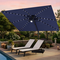 12 x 9 ft. Aluminum Double Top Cantilever Patio Umbrella with LED Lights and Base Options