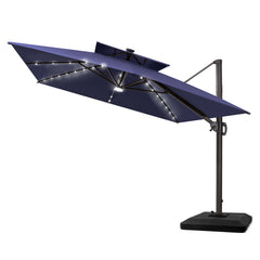 12 x 9 ft. Aluminum Double Top Cantilever Patio Umbrella with LED Lights and Base Options