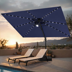 12 x 9 ft. Aluminum Double Top Cantilever Patio Umbrella with LED Lights and Base Options