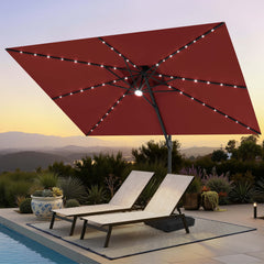12 x 9 ft. Aluminum Double Top Cantilever Patio Umbrella with LED Lights and Base Options