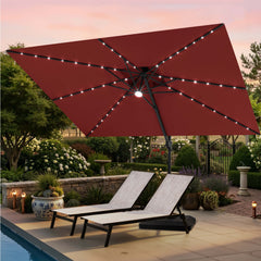 12 x 9 ft. Aluminum Double Top Cantilever Patio Umbrella with LED Lights and Base Options