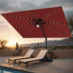 12 x 9 ft. Aluminum Double Top Cantilever Patio Umbrella with LED Lights and Base Options