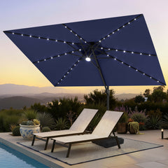 12 x 9 ft. Aluminum Double Top Cantilever Patio Umbrella with LED Lights and Base Options