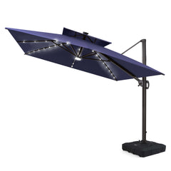 12 x 9 ft. Aluminum Double Top Cantilever Patio Umbrella with LED Lights and Base Options