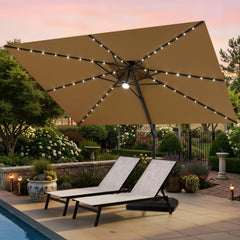 12 x 9 ft. Aluminum Double Top Cantilever Patio Umbrella with LED Lights and Base Options