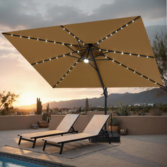 12 x 9 ft. Aluminum Double Top Cantilever Patio Umbrella with LED Lights and Base Options