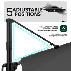13 x 10 ft. Aluminum Double Top Cantilever Patio Umbrella with LED Lights and Base Options