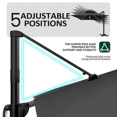 13 x 10 ft. Aluminum Double Top Cantilever Patio Umbrella with LED Lights and Base Options