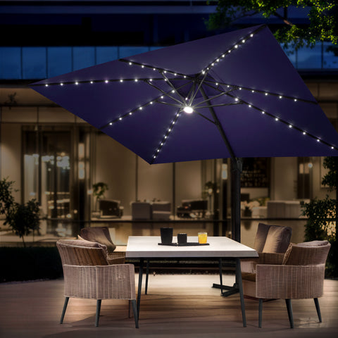Pellebant 10x13ft Aluminum Crank Cantilever Patio Umbrella with Lights