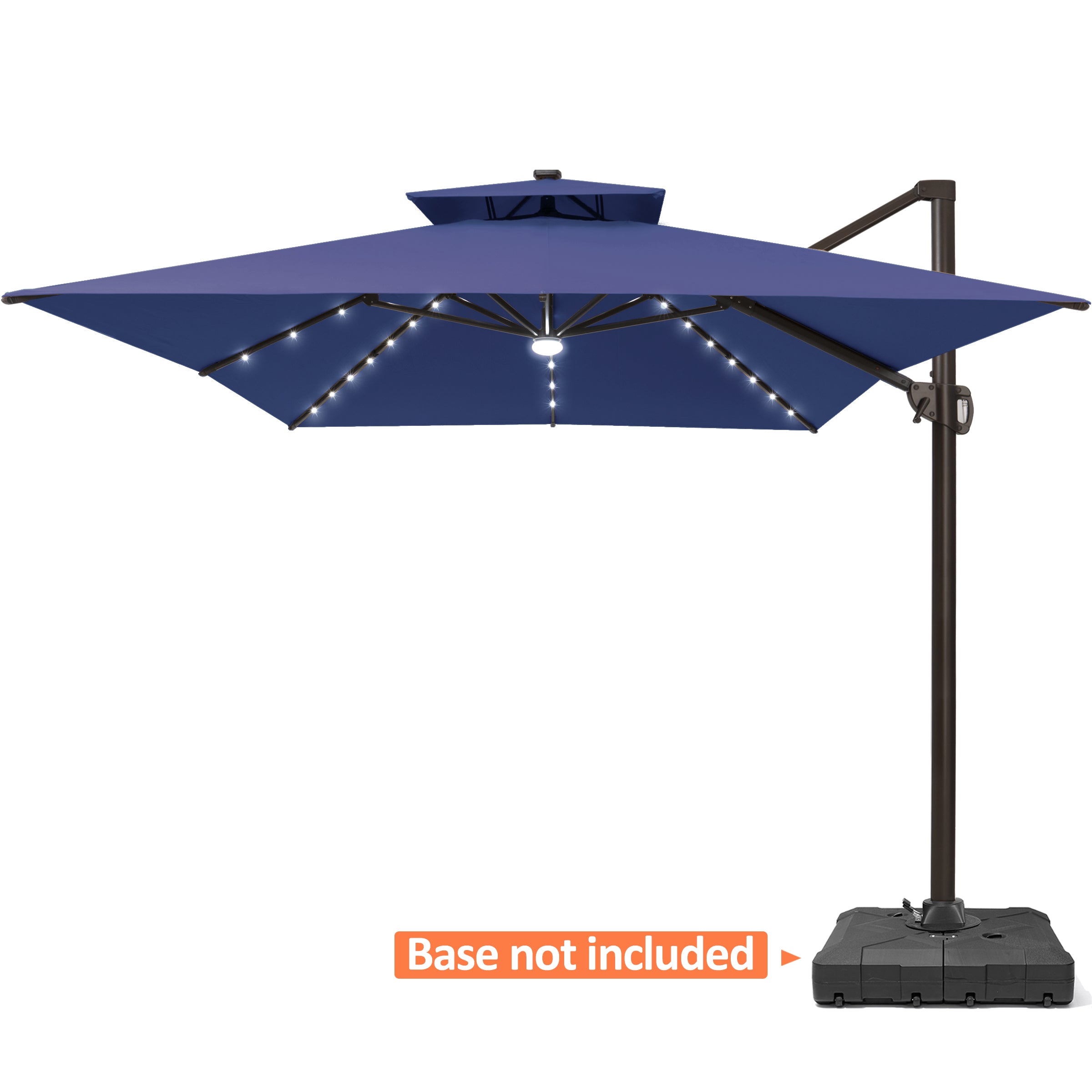 Pellebant 10x13ft Aluminum Crank Cantilever Patio Umbrella with Lights
