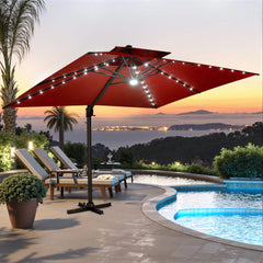 13 x 10 ft. Aluminum Double Top Cantilever Patio Umbrella with LED Lights and Base Options
