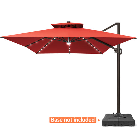 Pellebant 10x13ft Aluminum Crank Cantilever Patio Umbrella with Lights