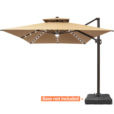 Pellebant 10x13ft Aluminum Crank Cantilever Patio Umbrella with Lights