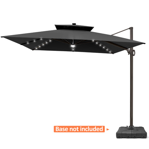 Pellebant 11x11ft Aluminum Cantilever Patio Umbrella with Lights
