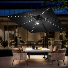 11 x 11 ft. Aluminum Double Top Cantilever Patio Umbrella with LED Lights and Base Options
