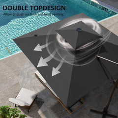 11 x 11 ft. Aluminum Double Top Cantilever Patio Umbrella with LED Lights and Base Options