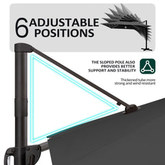 11 x 11 ft. Aluminum Double Top Cantilever Patio Umbrella with LED Lights and Base Options