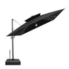 11 x 11 ft. Aluminum Double Top Cantilever Patio Umbrella with LED Lights and Base Options