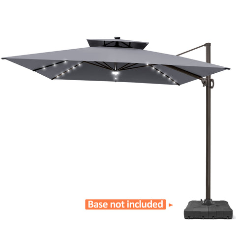 Pellebant 11x11ft Aluminum Cantilever Patio Umbrella with Lights