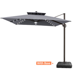 11 x 11 ft. Aluminum Double Top Cantilever Patio Umbrella with LED Lights and Base Options