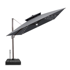 11 x 11 ft. Aluminum Double Top Cantilever Patio Umbrella with LED Lights and Base Options