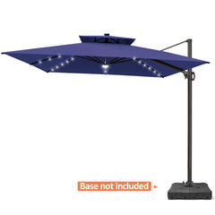 11 x 11 ft. Aluminum Double Top Cantilever Patio Umbrella with LED Lights and Base Options