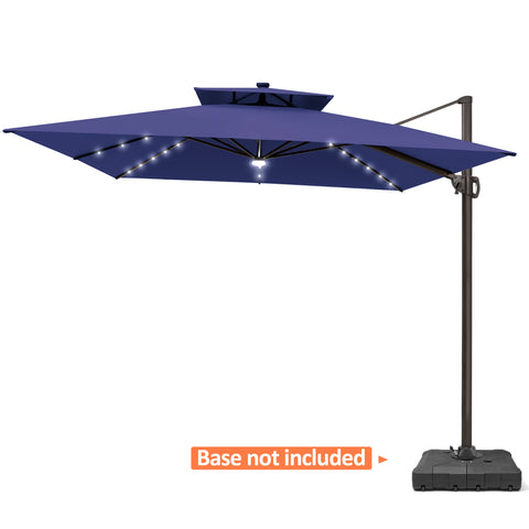 Pellebant 11x11ft Aluminum Cantilever Patio Umbrella with Lights