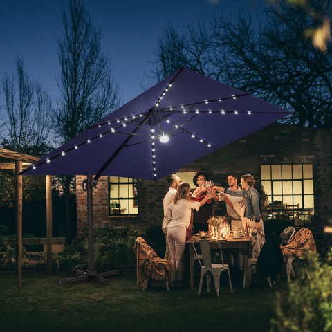 Pellebant 11x11ft Aluminum Cantilever Patio Umbrella with Lights