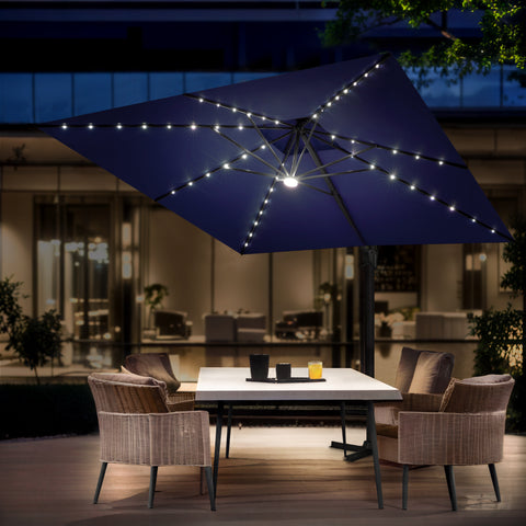 Pellebant 11x11ft Aluminum Cantilever Patio Umbrella with Lights