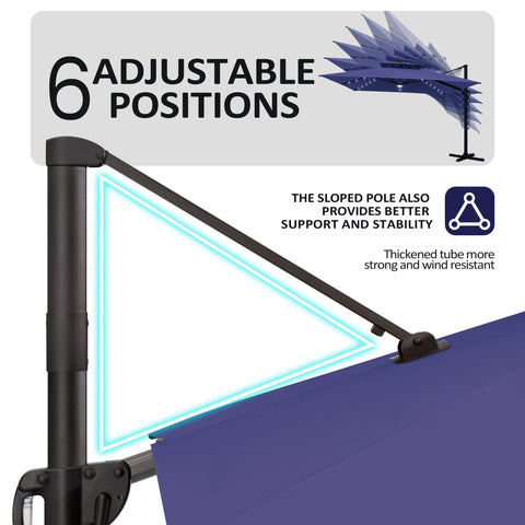 Pellebant 11x11ft Aluminum Cantilever Patio Umbrella with Lights