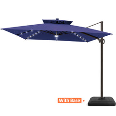 11 x 11 ft. Aluminum Double Top Cantilever Patio Umbrella with LED Lights and Base Options